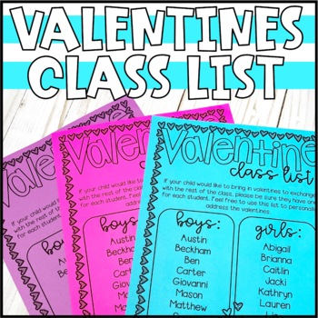 Preview of Valentines Day Class List - Editable!