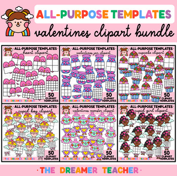 Preview of Valentines Clipart Growing Bundle | Templates for Teachers and Commercial Use