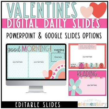 Preview of Valentines Daily Slides | Valentine's Day | Digital Slides | Editable