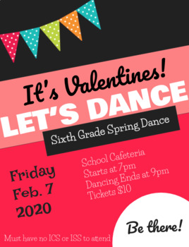 Preview of Valentines Dance Flyer or Poster - Editable