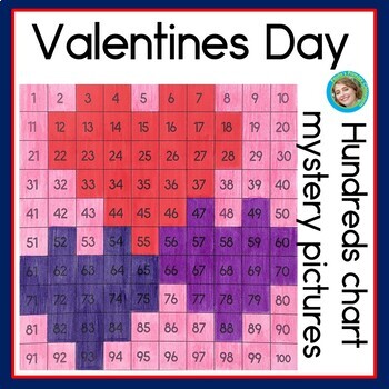 Preview of Valentines Day 100s Chart Mystery Pictures Blank and Numbered 100 Charts