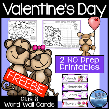 Preview of Free Valentine's Day: Free Math and Sight Word Worksheets
