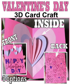 Preview of Printable Valentine's Day Pop-Up Card Craft Template | Coloring Activity