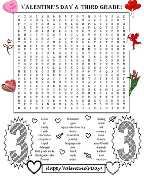 valentines day 3rd grade word search by david filipek tpt