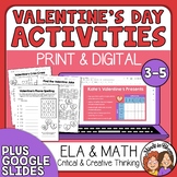 Valentine's Day Higher Level Thinking Math & ELA - No-Prep