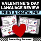 Valentines Day Activities 3rd 4th Grade English Language Arts Review Task Cards