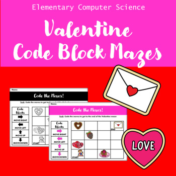 Preview of Valentine's Day Activities Unplugged Coding Mazes for K-2 Computer Science