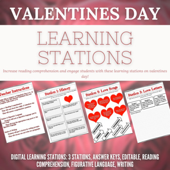 Preview of Valentines Day Activities Digital Stations | Reading Comprehension & Writing