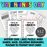 Valentines Day Activities Logic Puzzles Mystery Word Searc