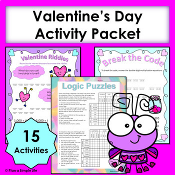 Preview of Valentines Day Activities Packet Set 1 NO PREP Color and B&W