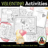 Valentines Day Activities: Placemats, Bookmarkers, Word Se