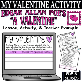 Preview of Valentines Day Activities Poetry Analysis Writing Poem Edgar Allan Poe Digital