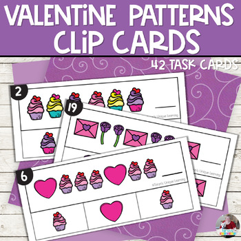 Preview of Valentines Day Activities | Valentines Pattern Clip Cards 