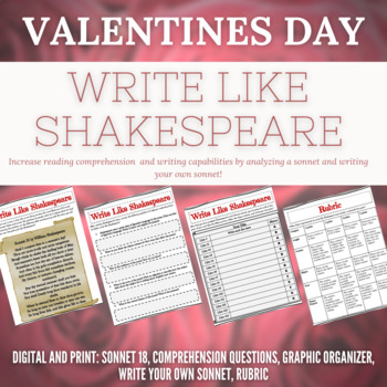 Preview of Valentines Day Activities Write Like Shakespeare | Digital & Print