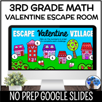 Preview of Valentines Day Activity - Digital Escape Room - 3rd Grade Math - Google Slides