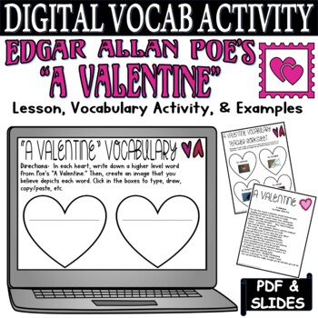 Preview of Valentines Day Activity Vocabulary Graphic Organizer Edgar Allan Poe Digital