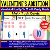 Valentines Day Addition Count Hearts Sums of 20 Task Box F