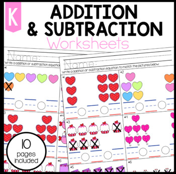 Preview of Valentines Day Addition & Subtraction Worksheets
