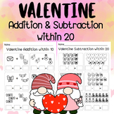 Valentines Day Addition & Subtraction within 20 with Pictu