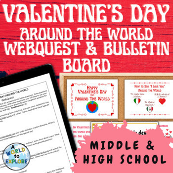 Preview of Bundle Valentine's Day Around the World Research Activity and Bulletin Board Set