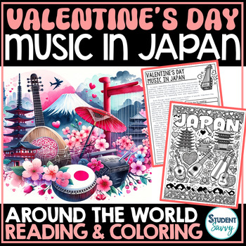 Preview of Valentines Day JAPAN Coloring Sheets Pages Reading Passages Around the World