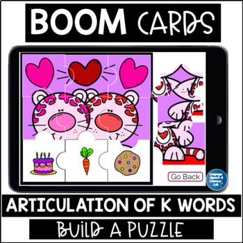 Preview of Valentines Day Articulation Boom Cards for Speech Therapy, K Sound 