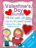 Valentine's Day BUNDLE Math, task cards, spelling, art, ga