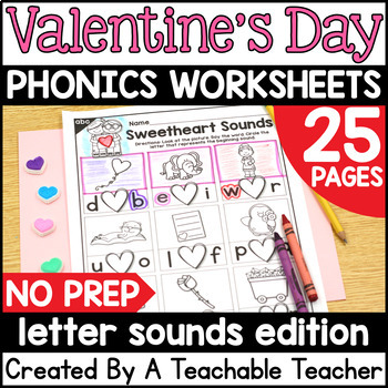Preview of Valentines Day Beginning Sounds Worksheets | Valentine's Day Letter Sounds