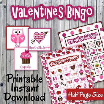 Preview of Valentines Day Bingo Cards and Memory Game - Printable - Up to 30 players