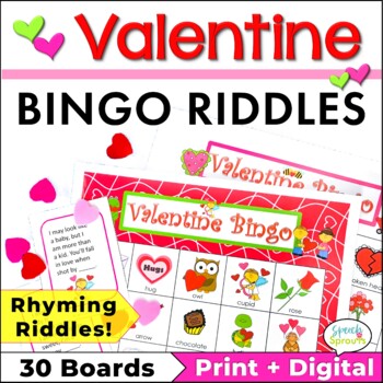 Preview of Valentines Day Bingo Riddles Game Speech Therapy Valentines Day Party Activities