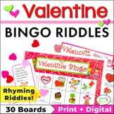 Valentines Day Bingo Riddles Game Speech Therapy Valentines Day Party Activities