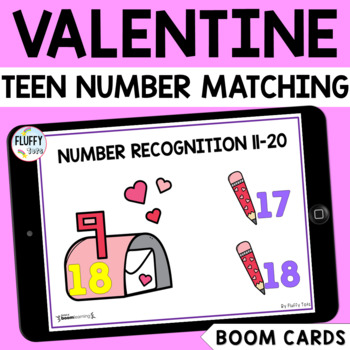Preview of Valentines Day Boom Cards Math TEEN Number Recognition