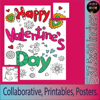 Preview of Valentines Day Bulletin Board Collaborative coloring page Poster