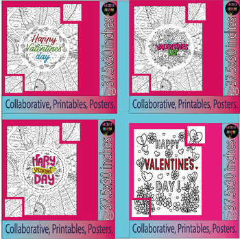 Preview of Valentines Day Bulletin Board Collaborative coloring page Poster 2024 Bundle