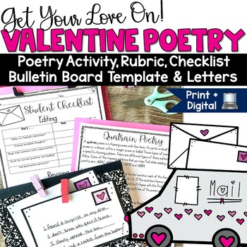 Preview of Valentine's Day Writing Craft Prompt Poem Activity February Bulletin Board Ideas