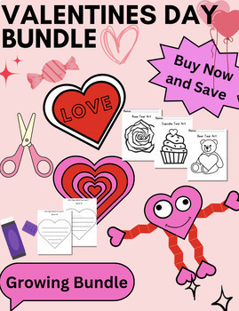 Preview of Valentines Day Bundle- Growing Bundle- February Crafts and Activities-18 Items