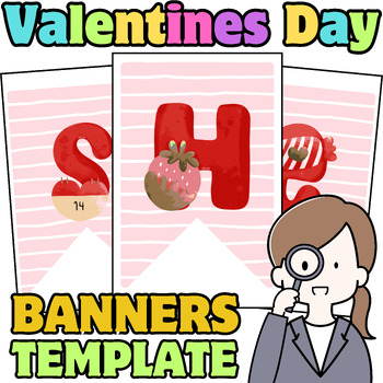 Preview of Valentines Day Bunting Banner -Valentine Banner February Bulletin Board