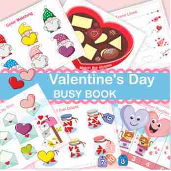 Preview of Valentines Day Busy Book, Busy Book Printable, Learning Binder