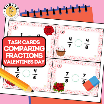 Preview of Valentines Day - COMPARING FRACTIONS - Task Cards - Math Scoot Activity