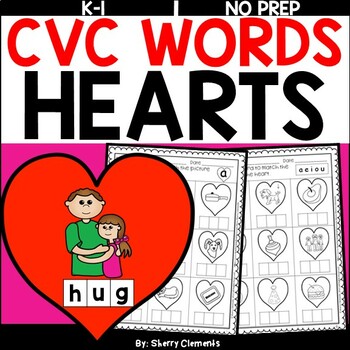 Preview of Valentines Day CVC Words | Hearts | Worksheets | Write the Word