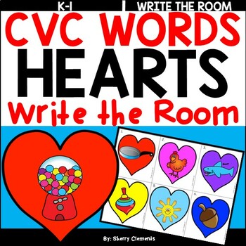 Preview of Valentines Day CVC Words | Hearts | Write the Room | Literacy Center