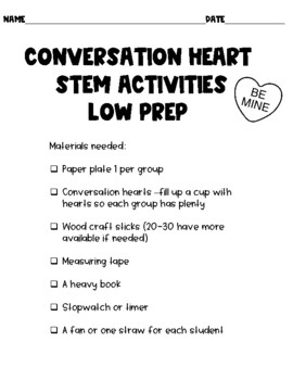 Preview of Valentines Day Candy Heart STEM activities (Low Prep)