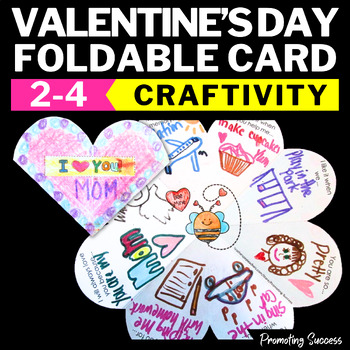Preview of Valentines Day Craft Card Writing Coloring ELA Foldable Heart Craftivity Cards