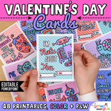 Valentines Day Cards: 48 Printable Designs in Color & B&W 
