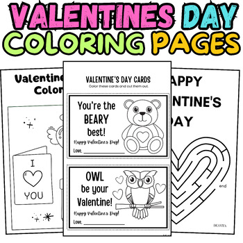 Valentines Day Cards to Color|Valentine Coloring ELA Craft |Heart OWL ...