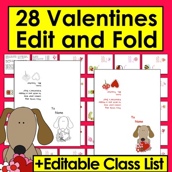 Editable Valentines - Color & Blackline! 28 Cards to Personalize Year After Year