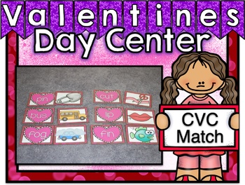 Preview of Valentine's Day Kindergarten Center: Engaging CVC Matching Activity