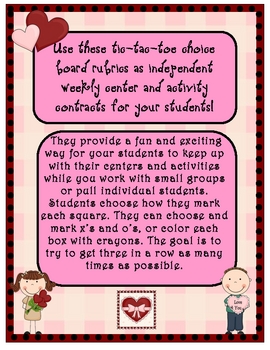 Valentine's Day Centers and Activities with Tic-Tac-Toe Rubrics by ...