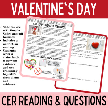 Preview of Valentines Day Claim Evidence Reasoning CER Reading NGSS Body Systems