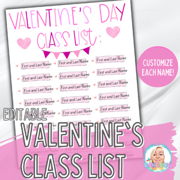 Preview of Valentines Day Class List - Editable Parent Letter for Valentine's Day Party